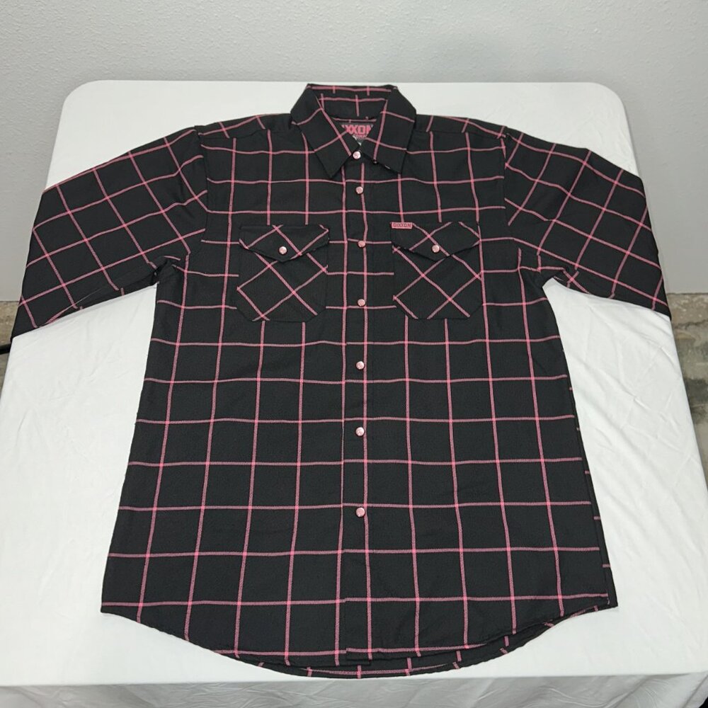 DIXXON FLANNEL COMPANY “HOPE” black and pink plaid flannel - Picture 2 of 7